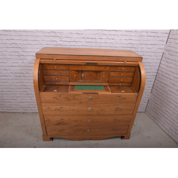 Sekretera cylindryczna Biedermeier XIXw jesion Nr L161